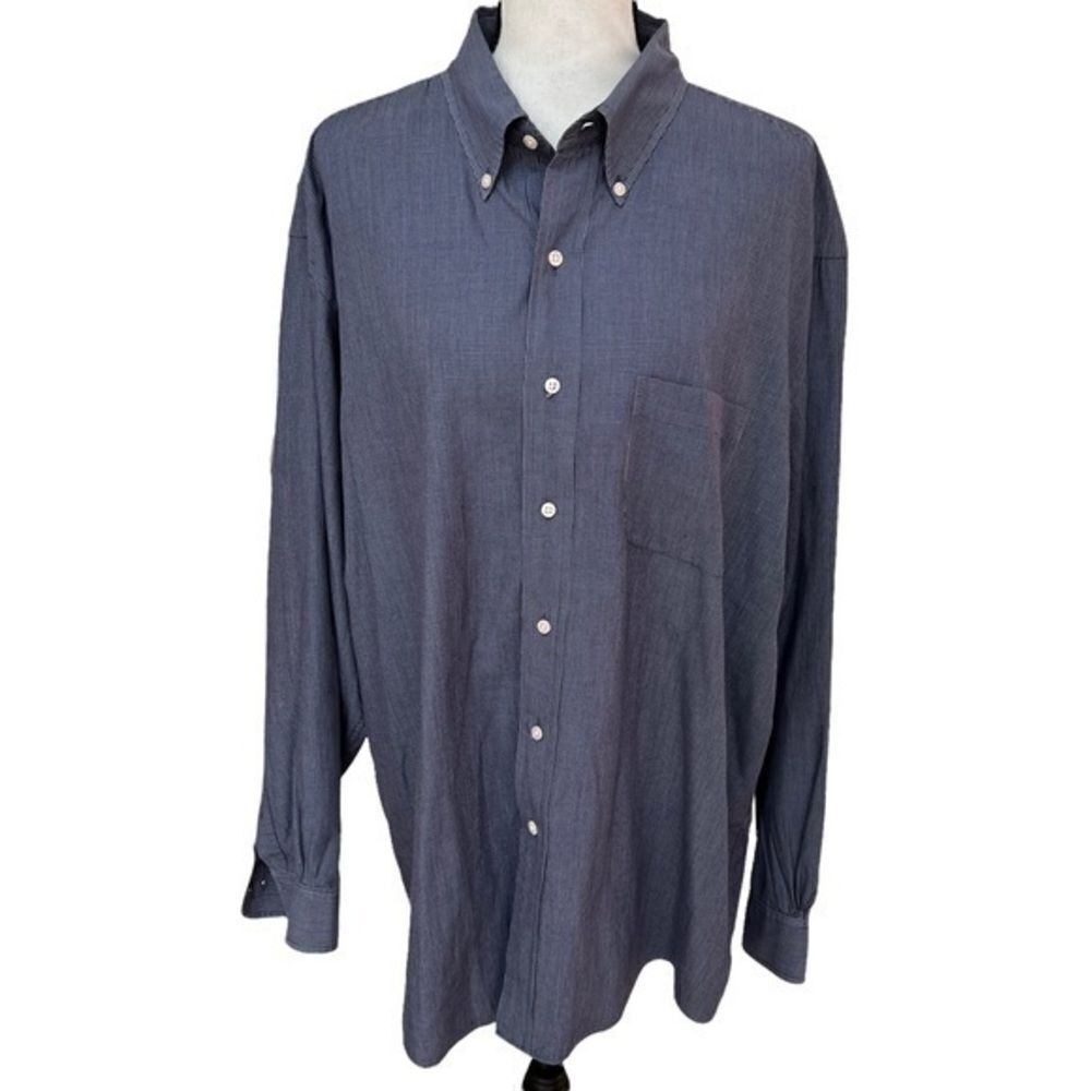 Brooks sport bavy blue mens button down cotton shirt size XL.